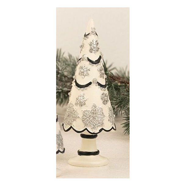 Juletr p hvid fod Lille juletr str. H10,5 cm
